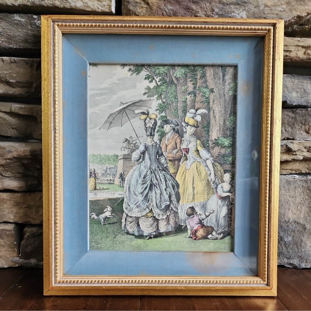 ANTIQUE PRINT "LE RENDEZ-VOUS POUR MARLY" AFTER JEAN-MICHEL MOREAU PAINTING